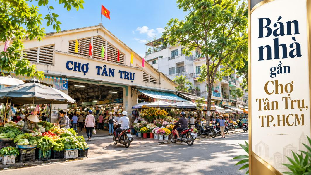 Bán nhà gần Chợ Tân Trụ, thuận tiện ở và kinh doanh